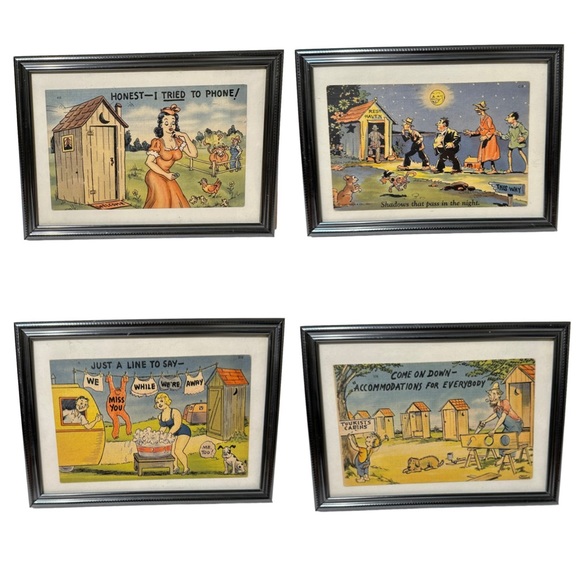 Vintage 1940’s Framed Postcards (4) - Picture 1 of 10